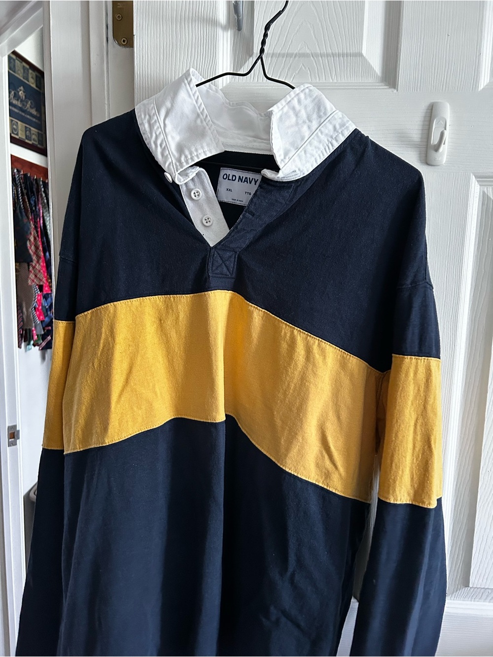 Old Navy Navy, Yellow & White Striped Rugby Shirt